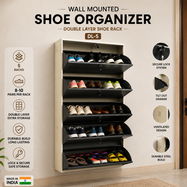 Double Layer Wall Mounted Metal Shoe Rack DL-5